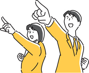 力強く指差す男女の会社員