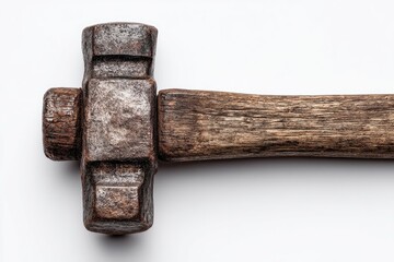 Rusty hammerhead on wooden handle
