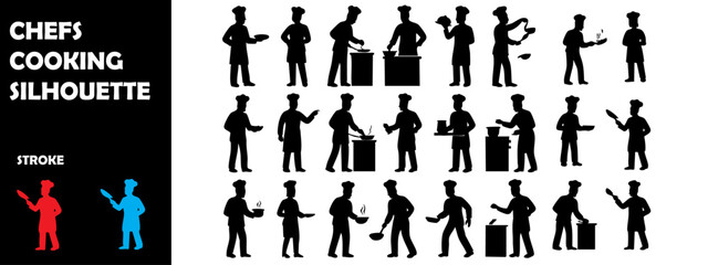 Chefs Cooking Silhouette Vector Set – Culinary Artists at Work