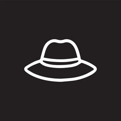 Elegant Fedora Silhouette Striking Design on Black Background