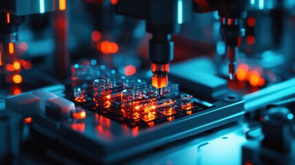 Microscopic robots assembling complex structures at a cellular level