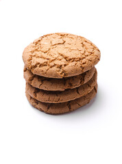 Oatmeal cookies on white background close up