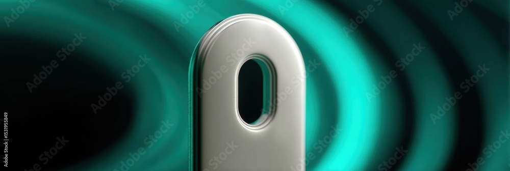 Aufkleber Secure SIM Card Protected by Concentric Glowing Firewall Rings with Teal Matrix Lines on Black Background High-Tech Data Security Concept for Digital Protection