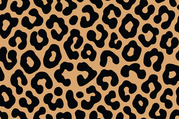 Seamless leopard print pattern with bold black spots on beige background