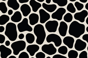 Seamless tapir skin pattern with bold black spots on white background