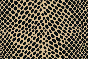 Seamless snake skin pattern featuring small oval black scales on beige color background.