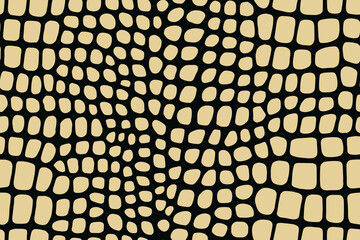 Seamless alligator skin pattern with small rounded black scales on beige background