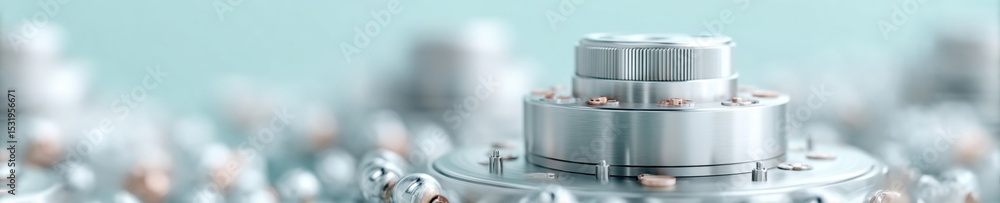Poster Cryogenic Quantum Computing Hardware Close-Up with Metallic Components and Precision Engineering Showcasing Cutting-Edge Technology for Advanced Research