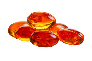 Fish oil capsules for nutrition isolated on transparent background.