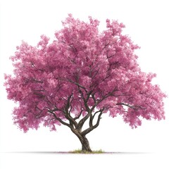 Fototapeta premium Pink blossom tree, isolated white background