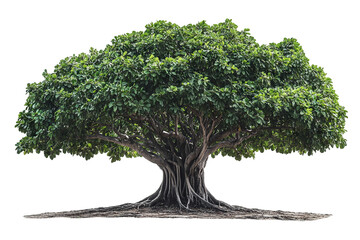 High-resolution sacred fig (Ficus religiosa) tree isolated on transparent background — seamless PNG cutout ideal for spiritual landscape renderings and botanical illustration
