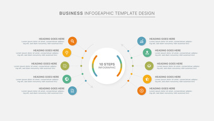 Modern Circular Cycle Infographic Design Template with 10 Data Points