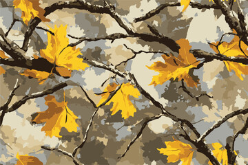 Hunting camouflage modern pattern, vector military print. Real tree forest camouflage seamless pattern