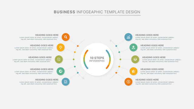 Modern Circular Cycle Infographic Design Template with 10 Data Points