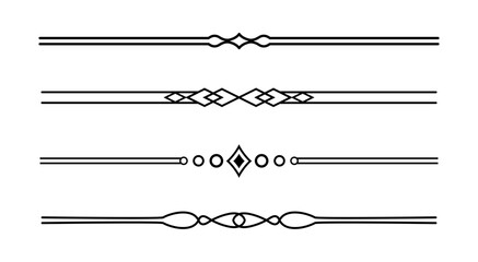 Fototapeta premium Set of Vintage decorative lines. text dividers. Line border. Lines separators, Borders, Vintage dividers, Underline elements. Vector illustration