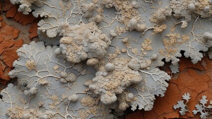 Nature’s Detail: Abstract Lichen on Old Bark