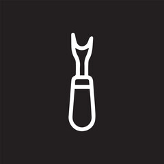 Minimalist seam ripper icon against black background simple tool concept