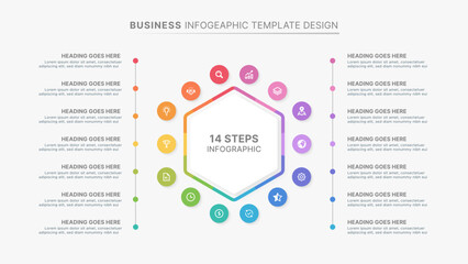 Modern Circular Round Infographic Design Template with 14 Data Points