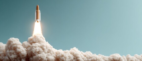 Detailed Rocket Liftoff with Massive Exhaust Plume in Vertical Ascent Symbolizing Breakthrough Achievement and Upward Momentum for Aerospace Marketing