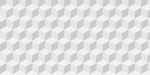 Abstract cubes geometric tile and mosaic wall or grid backdrop technology wallpaper gray and white background. Seamless geometric pattern square shapes repeat surface art design.	

