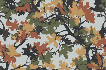 Tree forest camouflage seamless pattern design pattern for hunting and military uniform. Hunting camouflage. Camouflage pattern. Abstract camo background. Vector camouflage