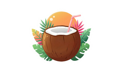Tropical theme coconut fruit 