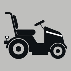 Riding Lawn Mower Silhouette Icon

