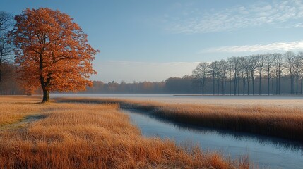 autumn landscape with river