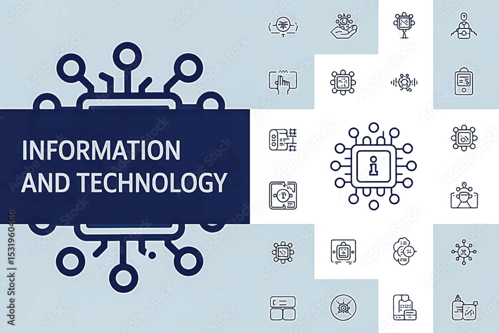 Poster information and technology: modern tech world's most importand stuff, technology and information in 