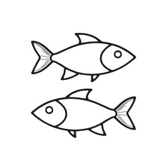 Two Simple Line Art Fish in a Minimalist Design