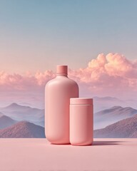 Minimalist Cosmetic Jars in Soft Pink with Rounded Shapes on Clean Surface, Representing Inclusive Skincare and Universal Beauty Trends for Modern Wellness