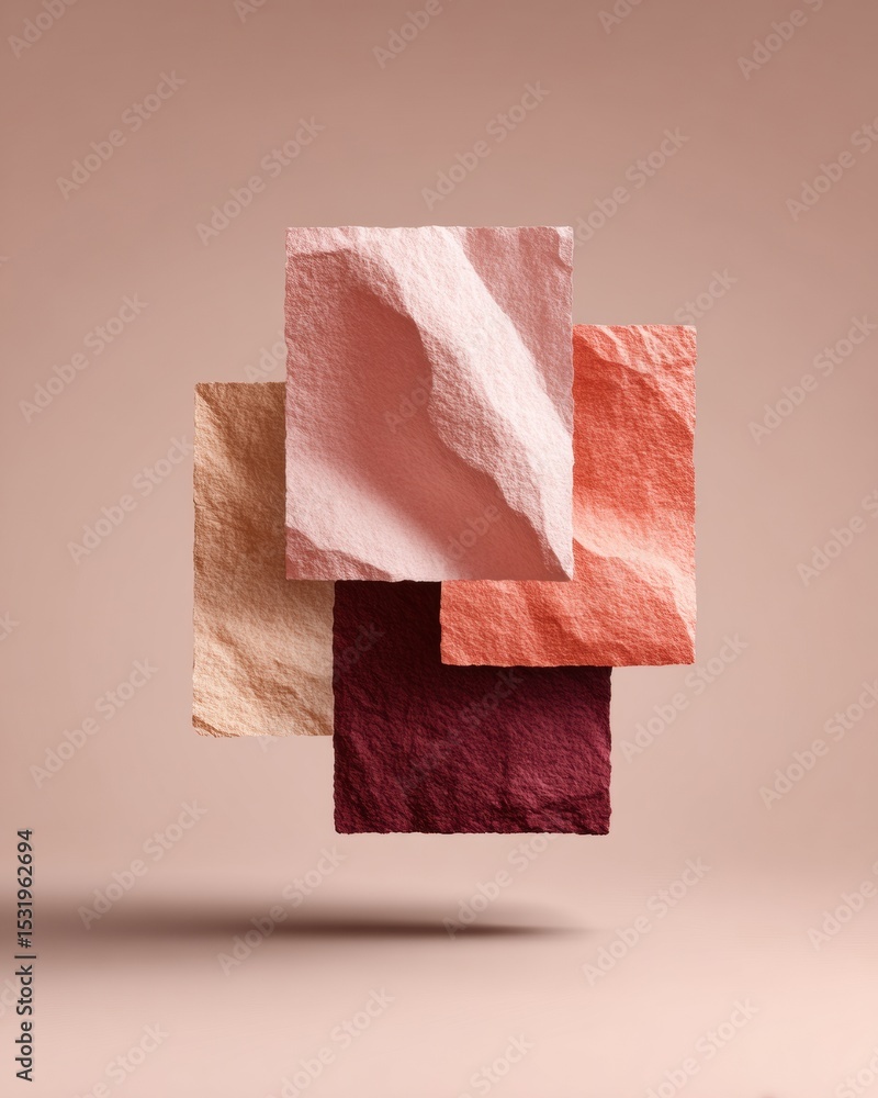 Poster modern minimalist collage with textured paper layers in soft earth tones for stylish branding and di