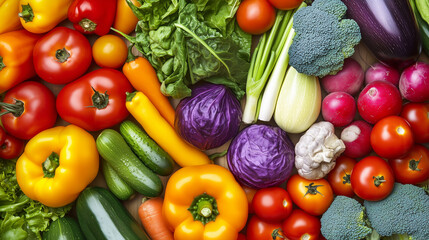 Colorful fresh vegetables in artistic arrangement, celebrating natural abundance and vibrant flavors
