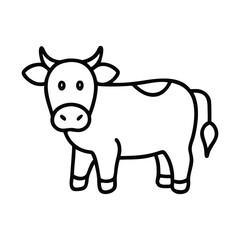 Very simple black and white line drawing of a cow Silhouette.