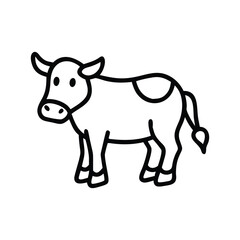 Very simple black and white line drawing of a cow Silhouette.