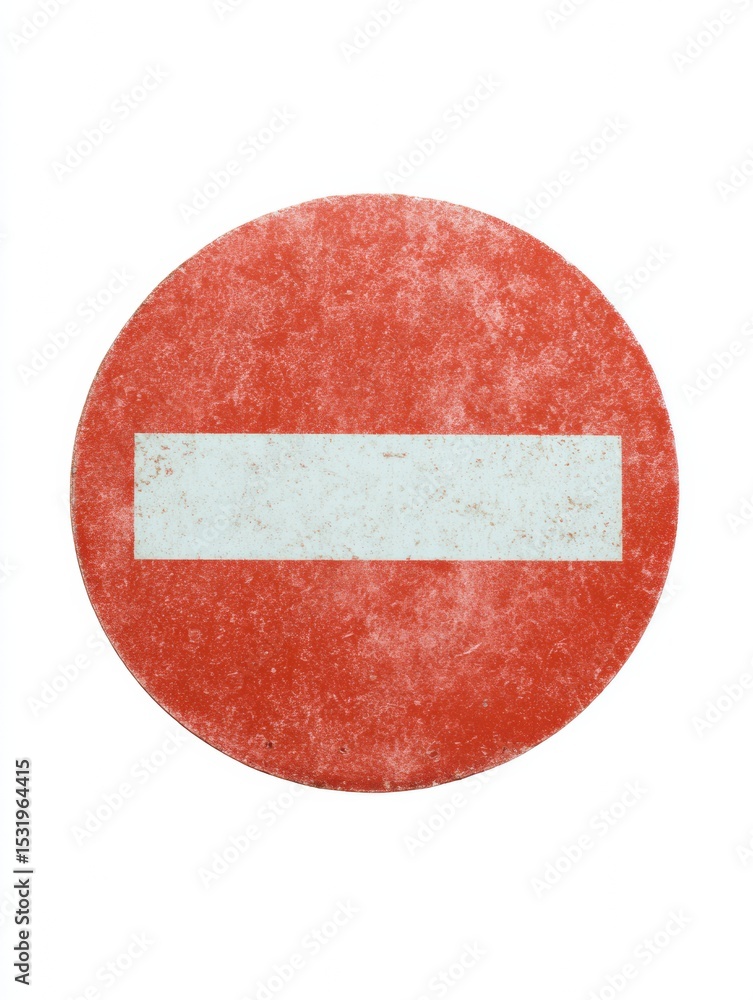 Poster weathered no entry sign with distressed brush stroke texture on transparent background for digital d