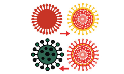 Bacteria, microbe, virus outline vector icon set.