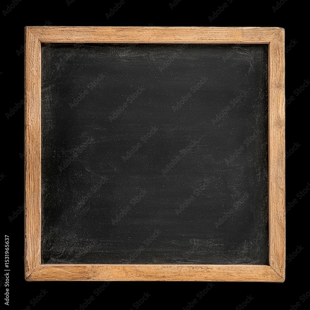 Poster blank chalkboard sign with wooden frame, perfect for displaying messages or menus. its simple design