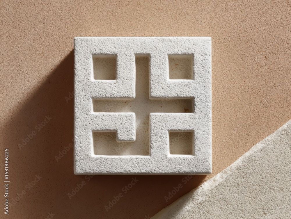 Leinwandbilder Modern Three-Dimensional QR Code Icon on Textured Surface with Geometric Design Symbolizing Digital Innovation and Future-Ready Scanning Solutions