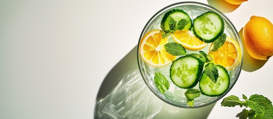 Refreshing sassy water with cucumbers, lemons, and mint on a bright summer morning