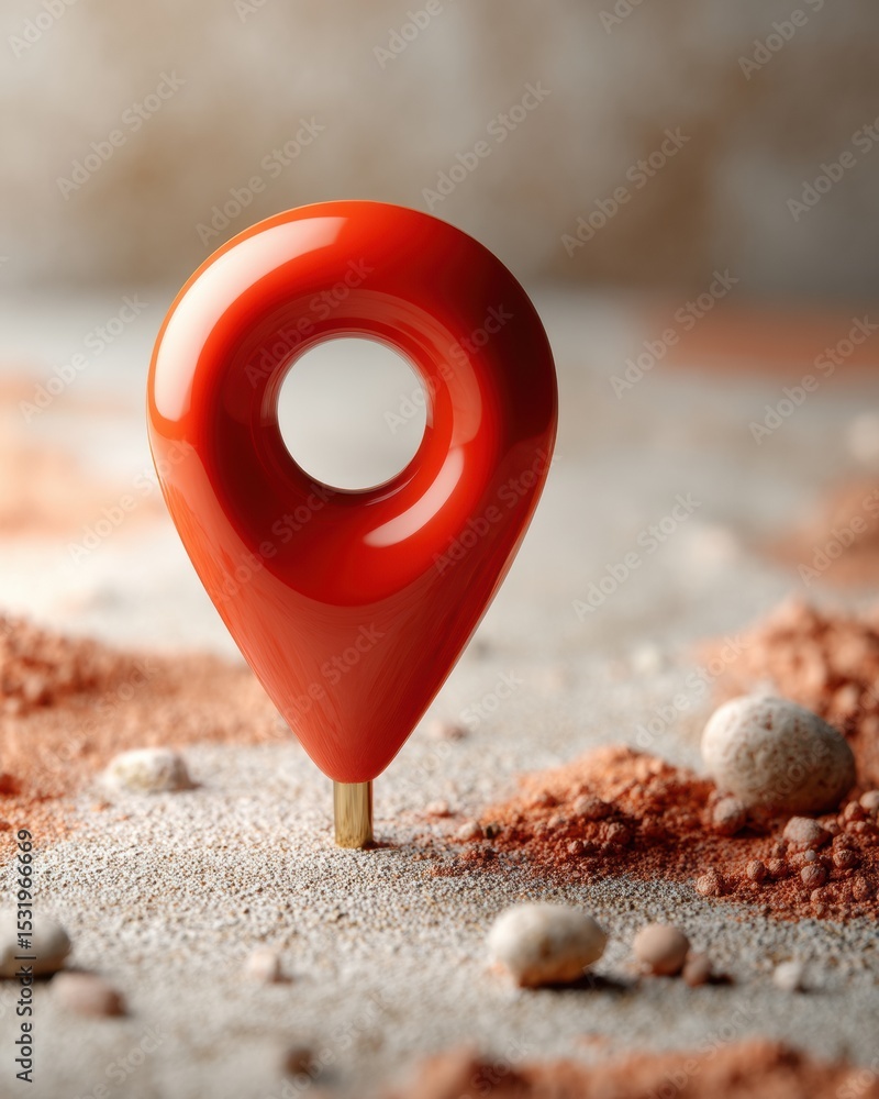 Poster modern red location pin marker on detailed map representing polling place for voter guidance and ele