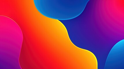 Colorful Gradient Vector Background with Blue, Orange, Red, Purple, Yellow Shapes, Flat Design for Web, Social Media and Print