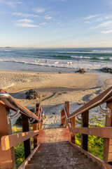 Early morning surfers at Kirra Beach, Queensland, Australia.