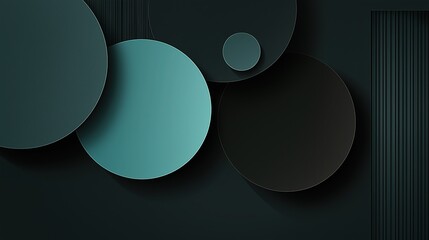 Dark Teal and Black 3D Circles on Right Side, Flat Design Vector Illustration for UI/UX, Branding and Digital Art