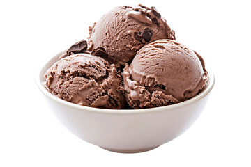 Luscious chocolate ice cream scoop in artisan bowl on invisible background — ultra-high-resolution PNG cutout perfect for dessert menus, premium packaging mock-ups, café advertising and culinary blog