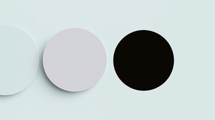 Minimalist Vector White Circles on Light Grey Background: Three Blank Shapes with Shadow for UI/Branding Design