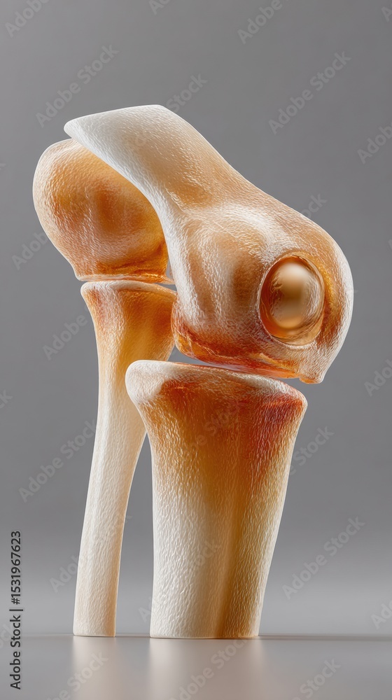 Poster medical knee model with realistic texture and bone structure for orthopedic education and advanced s