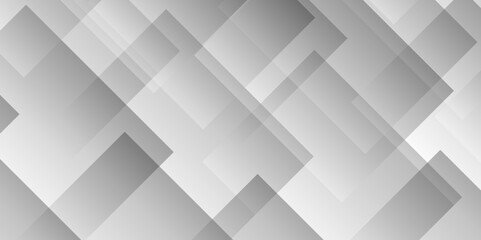 Abstract white and gray background design with layers of textured white transparent material in triangle and squares shapes. White color technology concept geometric line vector background.	