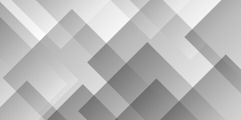 Abstract white and gray background design with layers of textured white transparent material in triangle and squares shapes. White color technology concept geometric line vector background.	