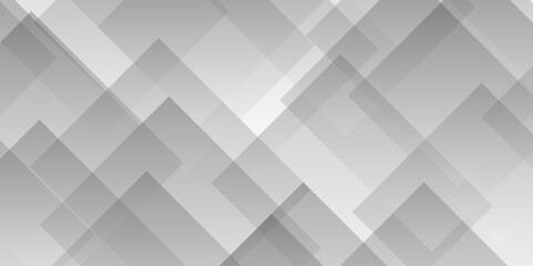 Abstract white and gray background design with layers of textured white transparent material in triangle and squares shapes. White color technology concept geometric line vector background.	
